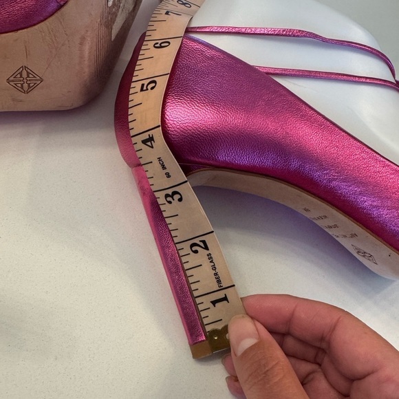 Antinio Melani Metallic Pink Lace-Up Stiletto 4 Inch Heels- Size 8 Medium - Picture 3 of 9